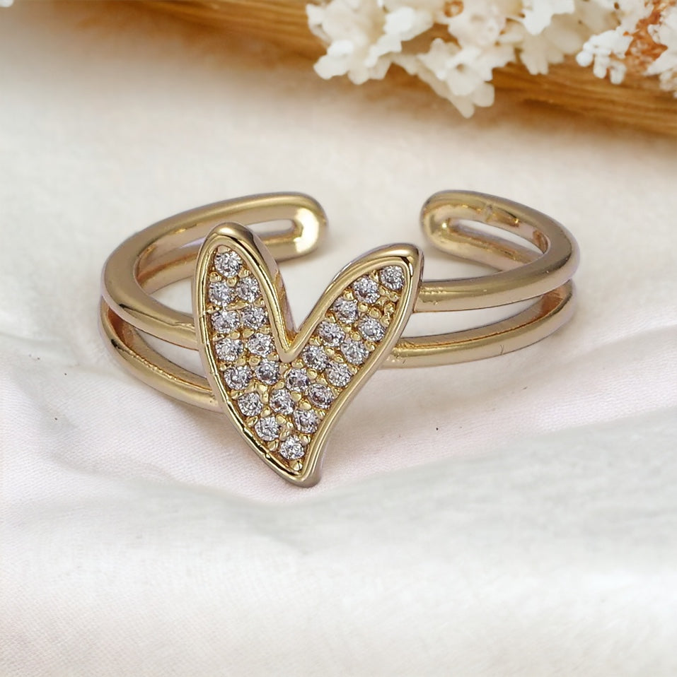 Mabilia Double Band Heart Ring