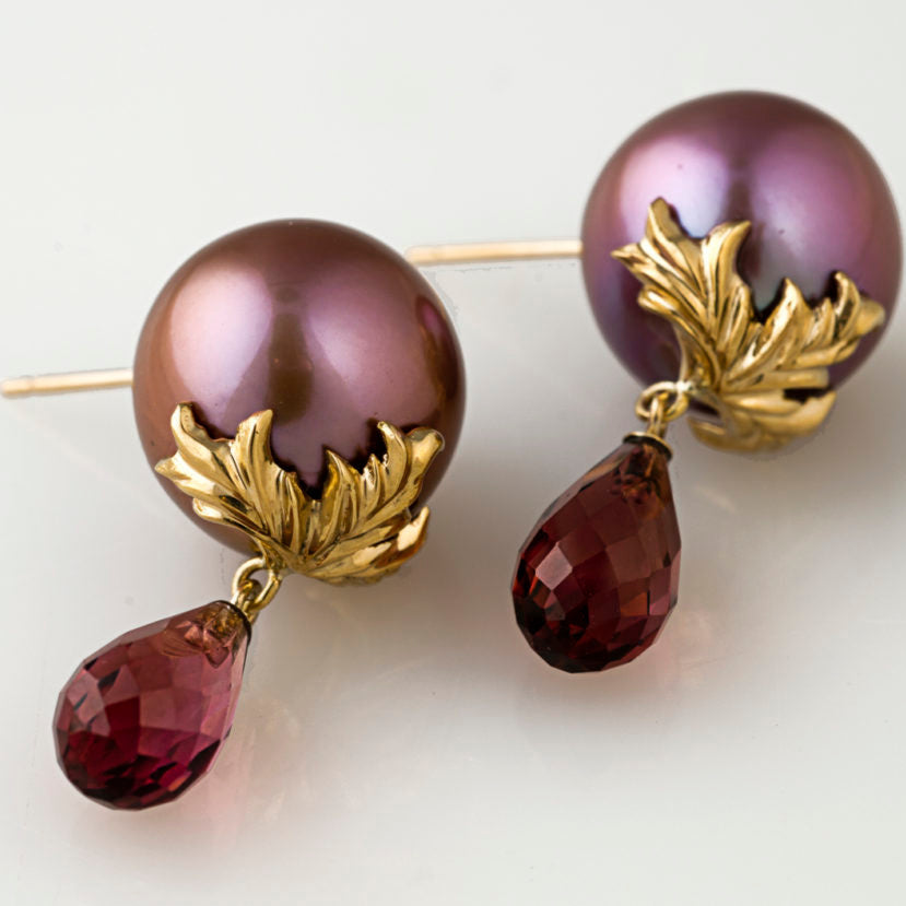 Vintage Red Crystal & Pearl Earrings