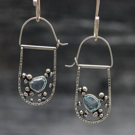 Vintage Dangling Stone Silver Earrings