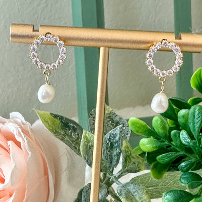 Belina Open Circle Pearl Earrings