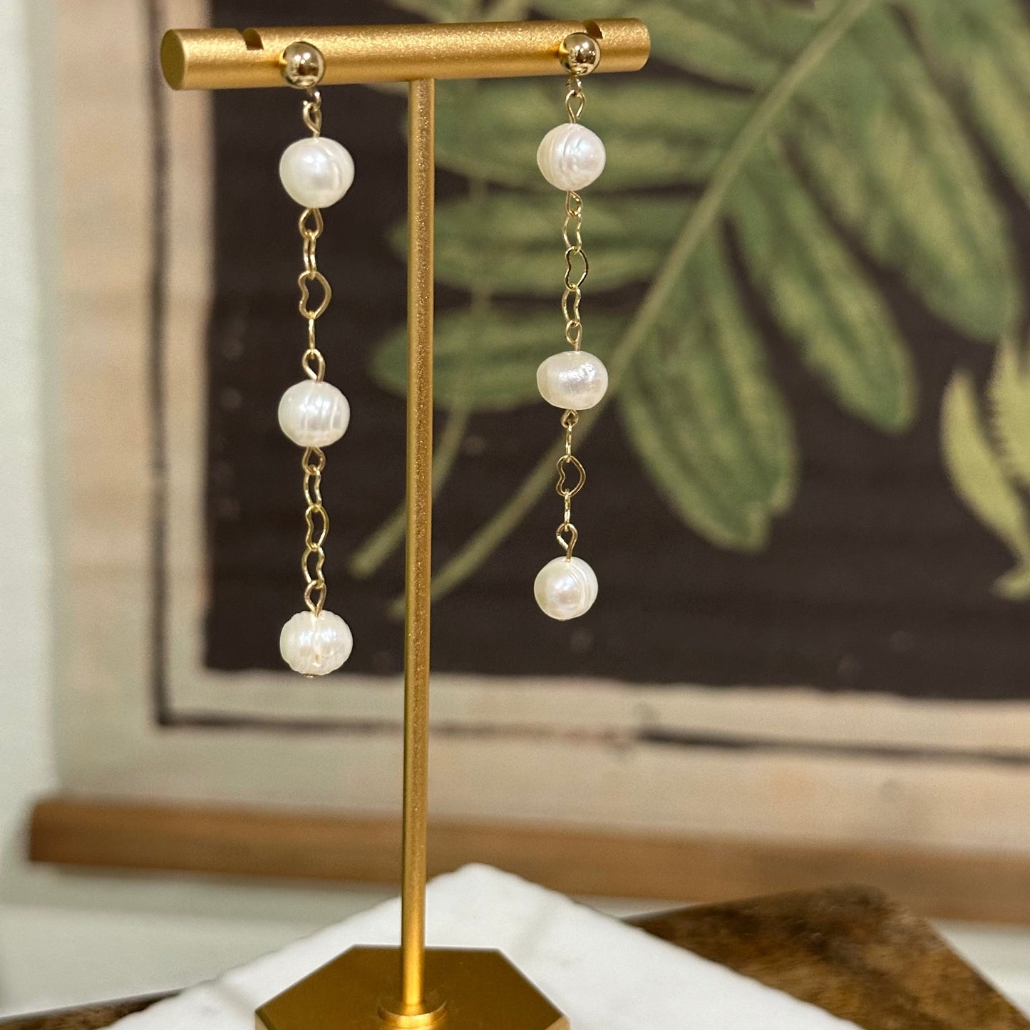Three Wishes Pearl Dangle Earrings