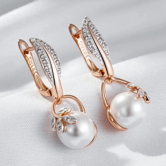 Elegant Pearl Zirconia Earrings